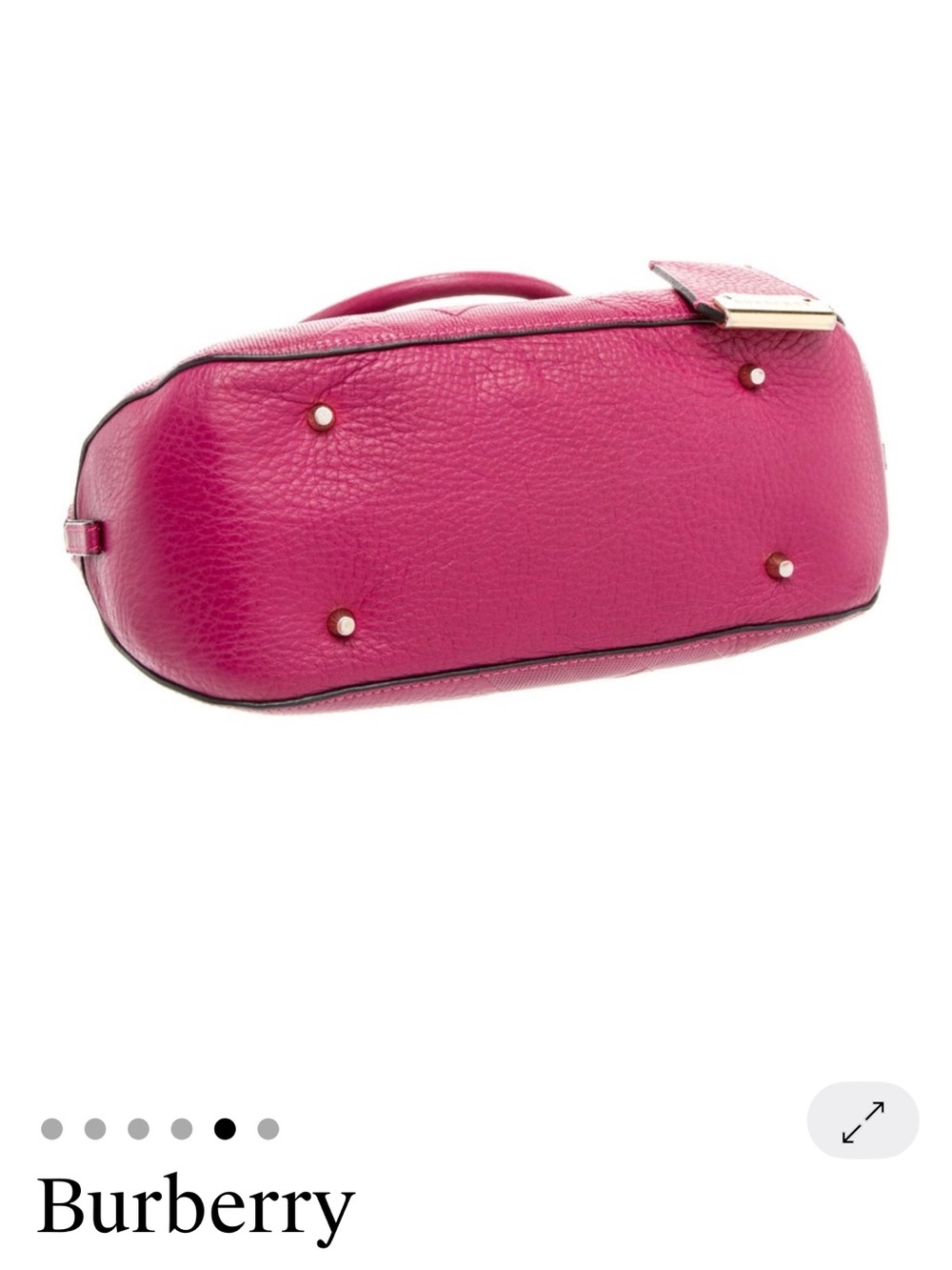 Burberry Heritage Grain Hot Pink Quilted Leather Bowling Satchel Gold Hardware - Picture 4 of 5